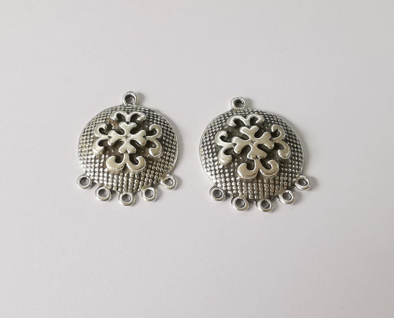 2 Dome connector charms Antique silver plated charms (29x22mm) G25211