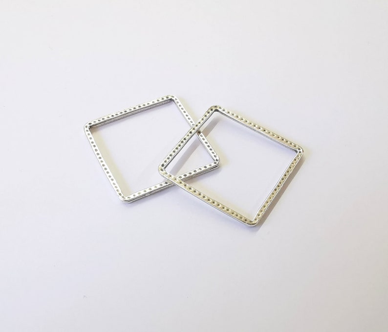 4 Square Connector Findings Antique Silver Plated Geometric Findings (34mm) G25012