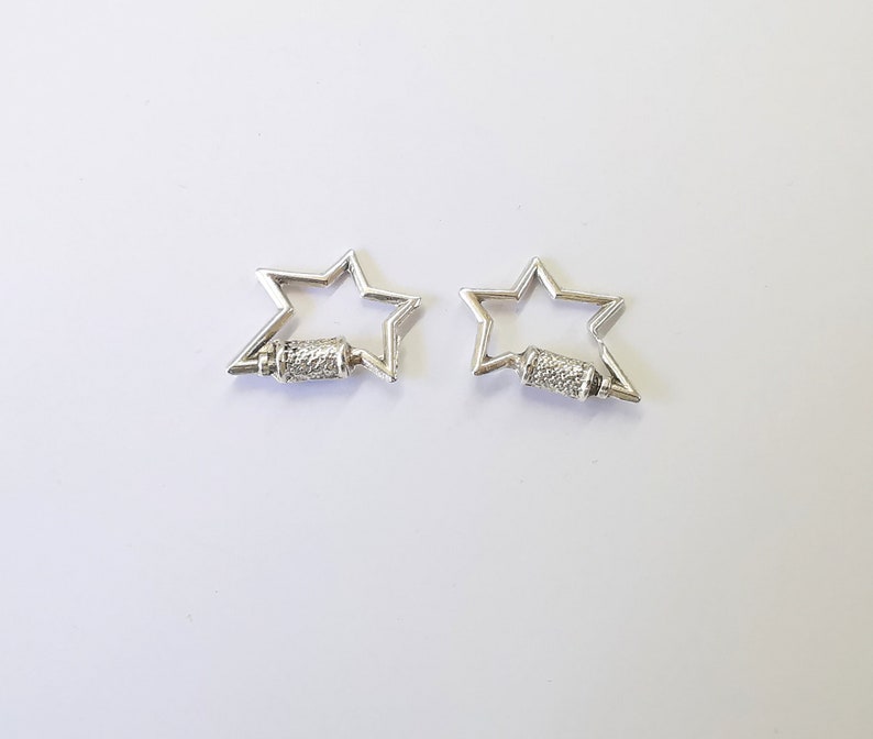 2 Star Charm Antique Silver Plated Charm (24x21mm) G25017