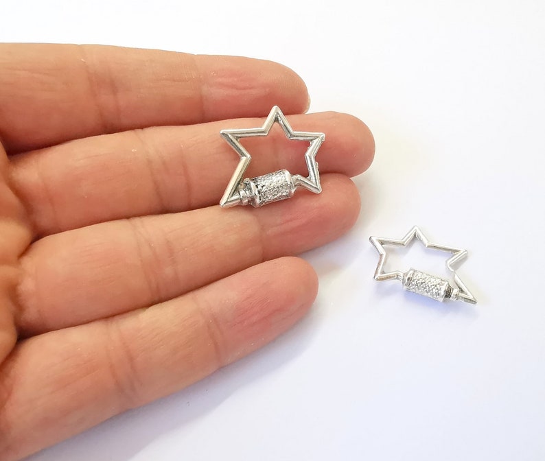 2 Star Charm Antique Silver Plated Charm (24x21mm) G25017