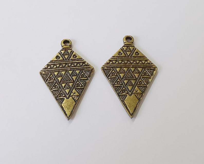 2 Ethnic charms Antique bronze plated charms (40x23mm) G25287