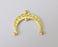 2 Crescent Moon connector charm Gold plated charms (32x30mm) G25288
