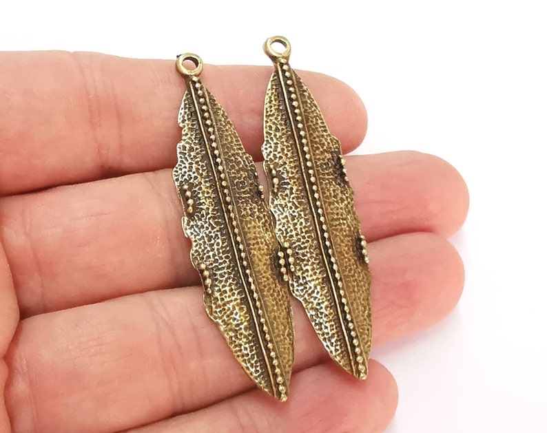 2 Dangle charms Antique bronze plated charms (59x15mm) G25035