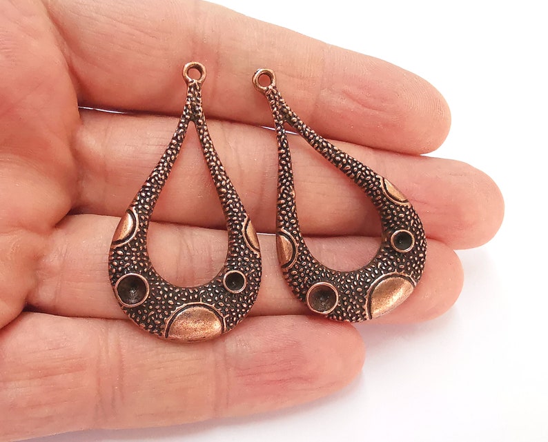 2 Drop charms Antique copper plated charms (49x27mm) G25038