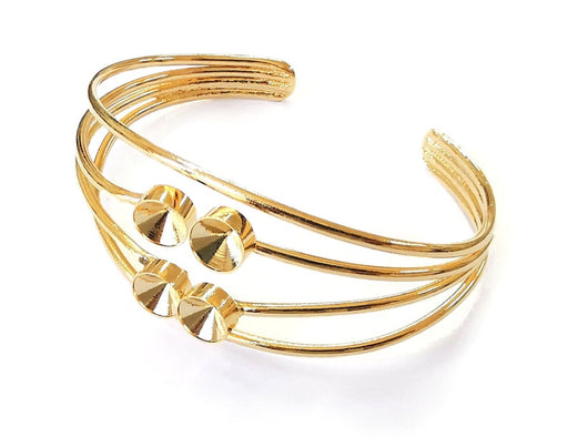 Wire bracelet base blanks Cuff Adjustable bracelet Shiny Gold Plated Brass (8mm Blanks ) G25057