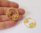 2 Flower circle charms Gold plated charms (33x30mm) G25080