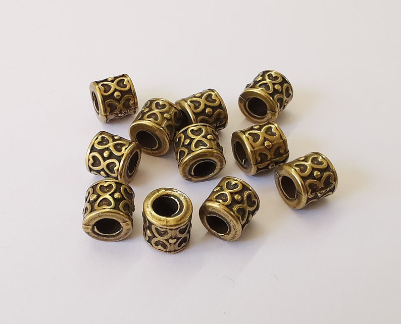 10 Hearts rondelle beads Antique bronze plated beads (8mm) G25323