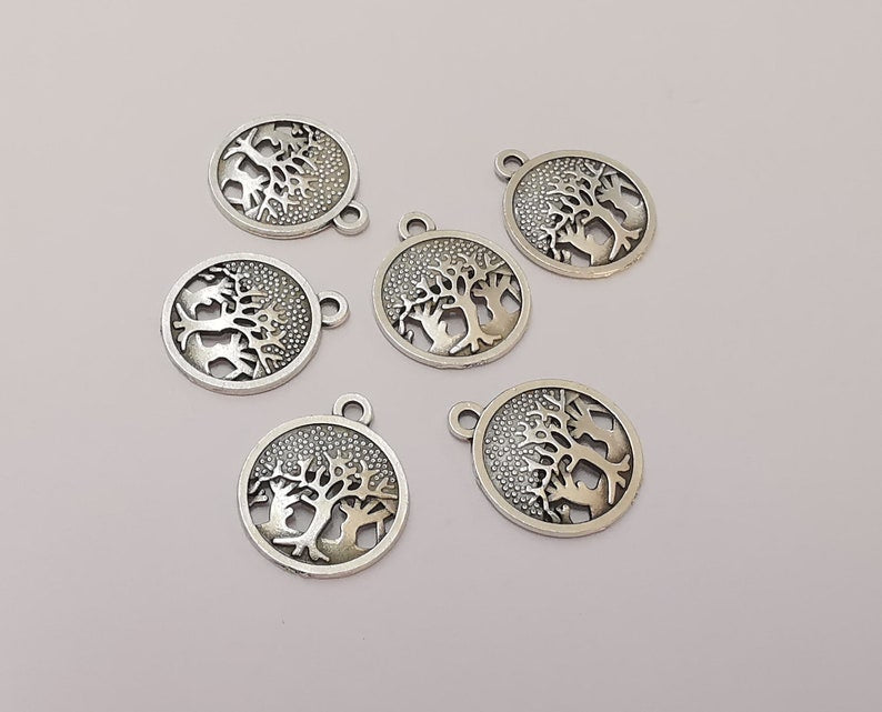 10 Trees charms Antique silver plated charms (19x16mm) G25090