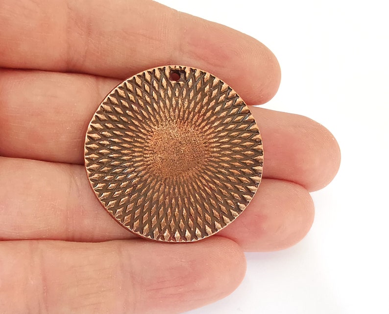 2 Ethnic circle charms Antique copper plated charms (38mm) G25100