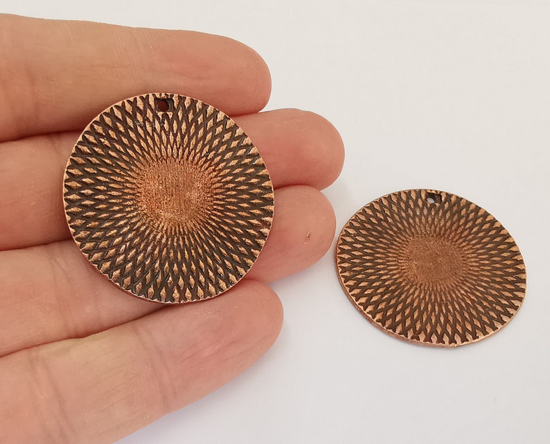 2 Ethnic circle charms Antique copper plated charms (38mm) G25100
