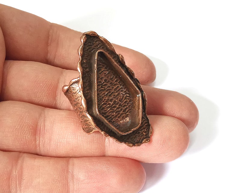 Copper ring settings inlay ring blank mosaic bezel base Cabochon Mountings Antique Copper Plated Brass ( 26x18 mm blank) G25103