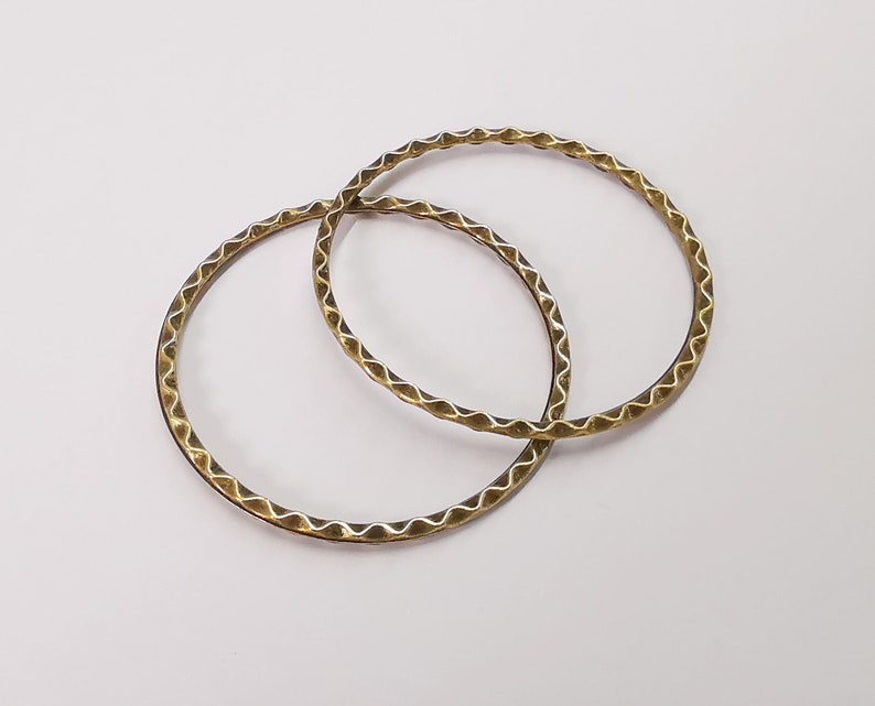2 Hammered circle Antique bronze plated findings (44mm) G25353