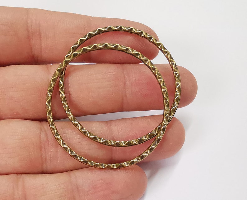 2 Hammered circle Antique bronze plated findings (44mm) G25353