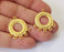 2 Round charms connector Gold plated charms (28x25mm) G25369
