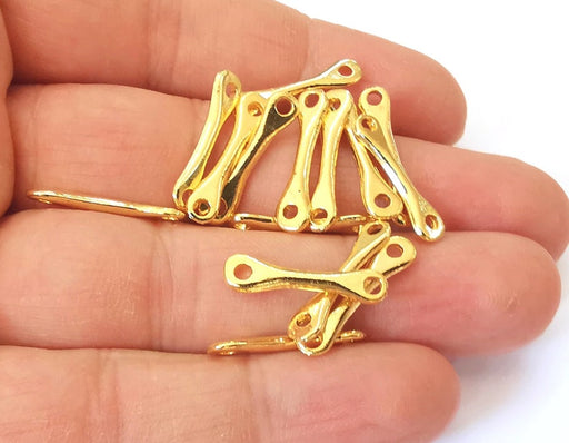10 Shiny Gold bar connector charms findings Shiny Gold Plated findings (20x5mm) G25135