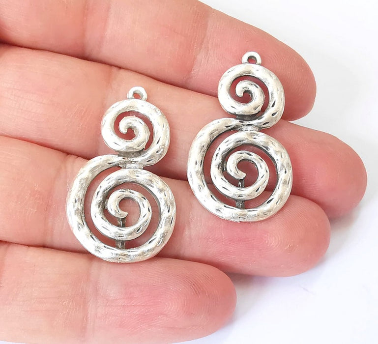 2 Swirl Charms Antique Silver Plated Charms (35x21mm) G25146