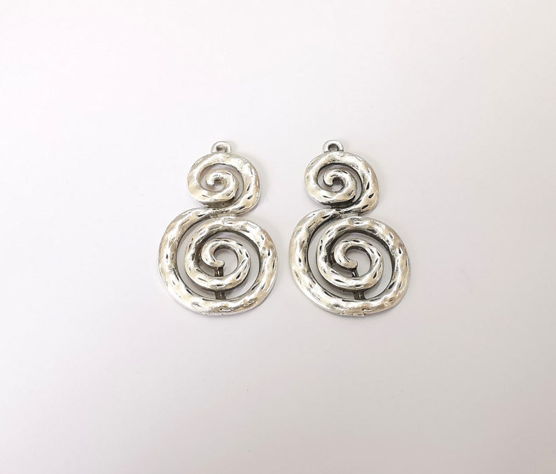 2 Swirl Charms Antique Silver Plated Charms (35x21mm) G25146