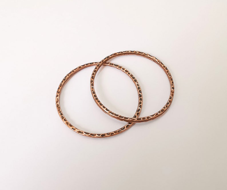 4 Hammered Circle Connector Antique Copper Plated Connector Findings (44mm) G25148