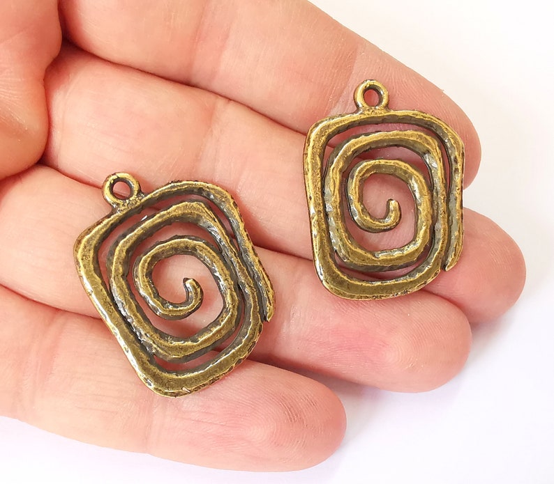 2 Swirl Charms Antique Bronze Plated Charms (34x26mm) G25149