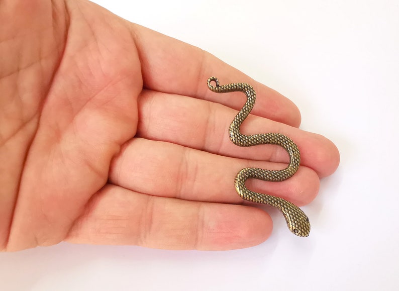 2 Snake Charms Antique Bronze Plated Charms (69x30mm) G25159
