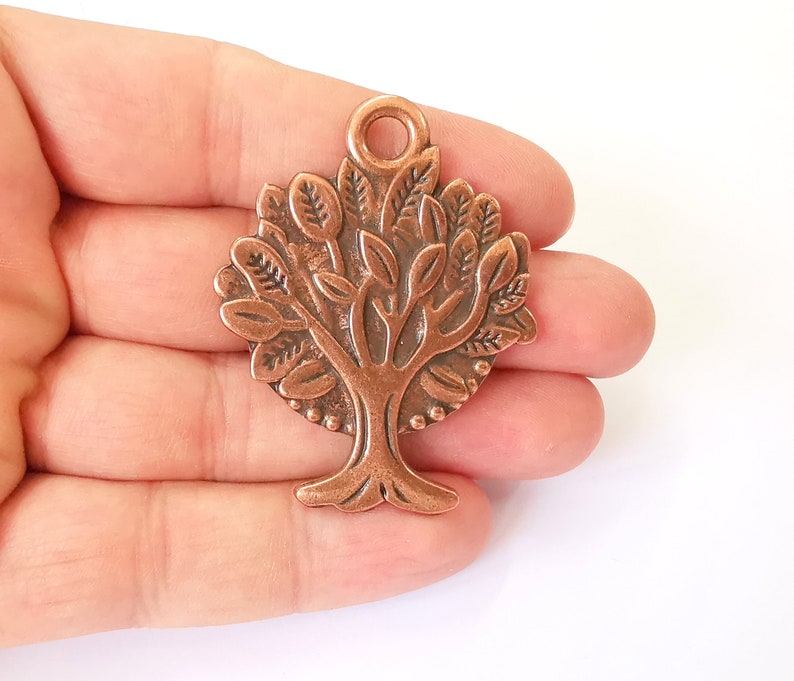 2 Tree Frame Pendant Blank Antique Copper Plated Pendant (53x42mm) (30mm Blank Size) G25161