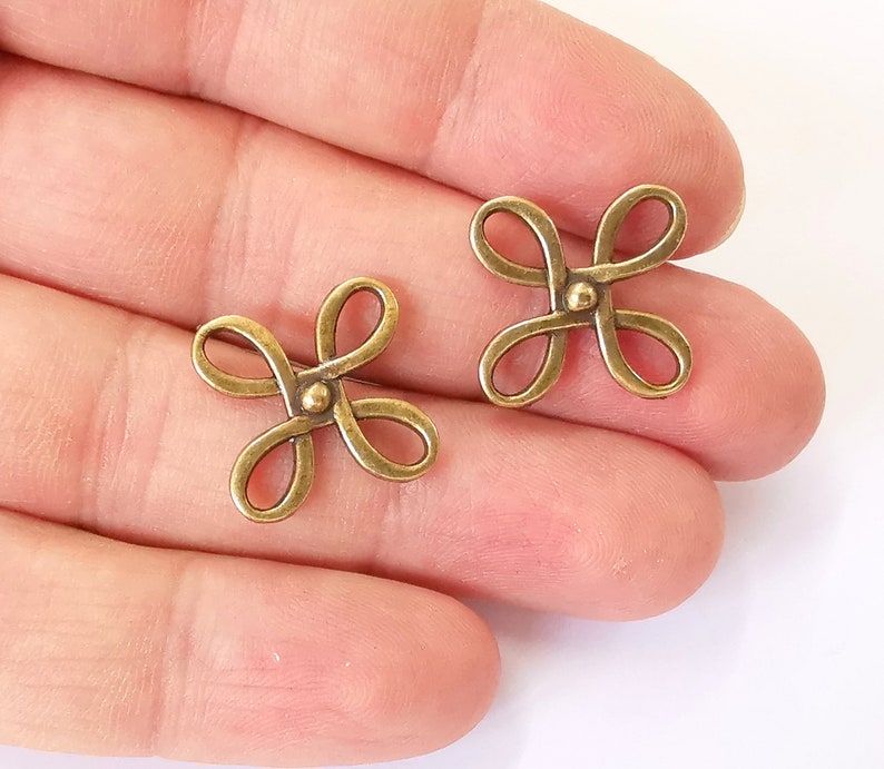 8 Bronze Connector Charms Antique Bronze Plated Charms (23mm) G25177