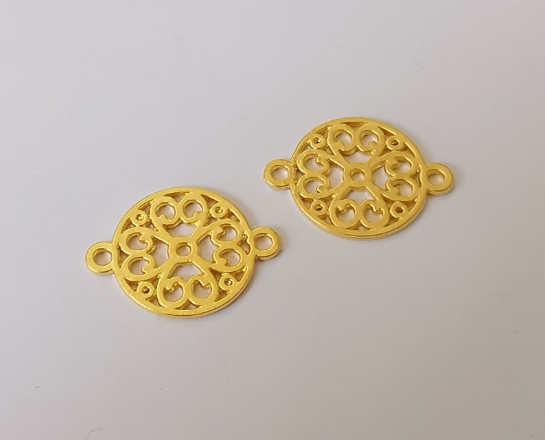 4 Filigree charms connector Gold plated charms (24x17mm) G25454