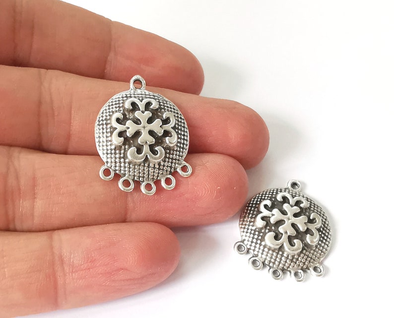 2 Dome connector charms Antique silver plated charms (29x22mm) G25211