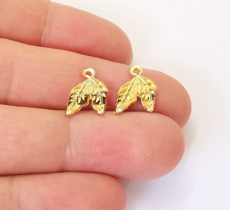 10 Leafs Charms 24k Shiny Gold Plated Charms (13x10mm) G25210