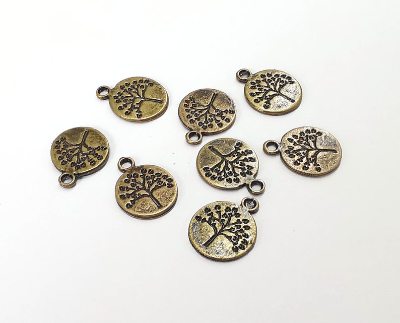 10 Tree charms connector Antique bronze plated charms Double Sided (18x14mm) G25227