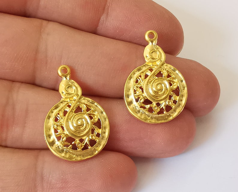2 Gold charms Gold plated charms (28x18mm) G25490