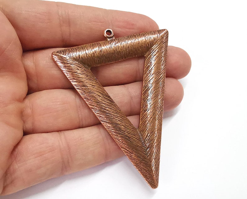 Brushed triangle pendant Antique copper plated pendant (76x58mm) G25246
