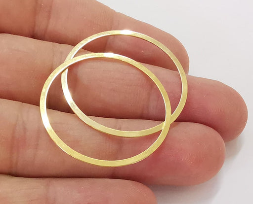 4 Circle findings Shiny Gold Plated Brass Circle Findings (34mm) G25508