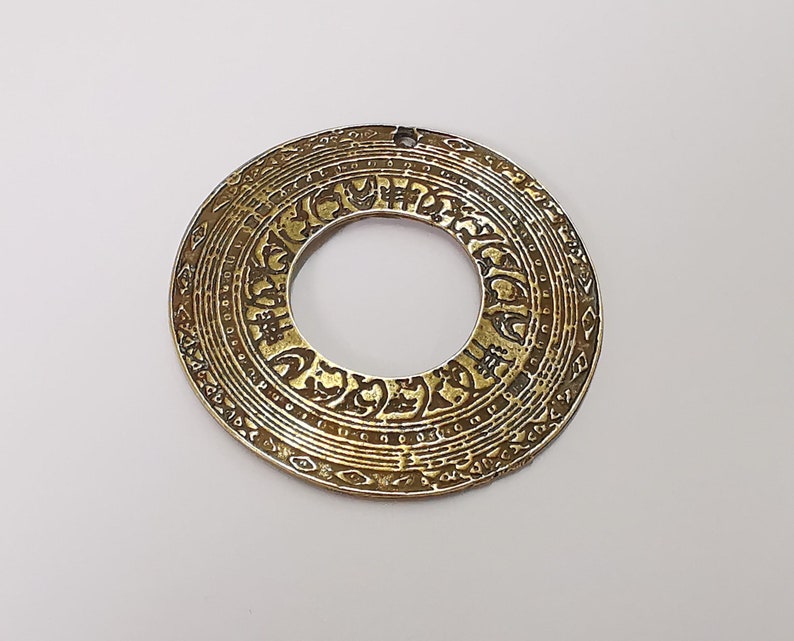 2 Ethnic circle charms Antique bronze plated charms (43mm) G25262