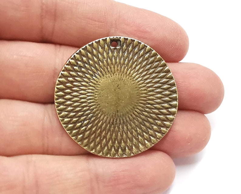 2 Ethnic circle charms Antique bronze plated charms (38mm) G25282