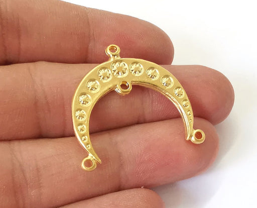 2 Crescent Moon connector charm Gold plated charms (32x30mm) G25288