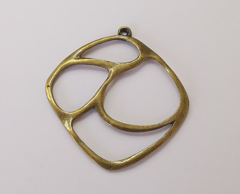 2 Square charms Antique bronze plated charms (58x53mm) G25557