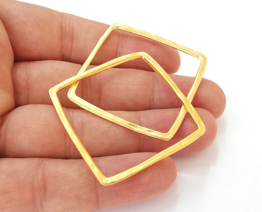 2 Square charm connector findings Gold plated geometric findings (43mm) G25577