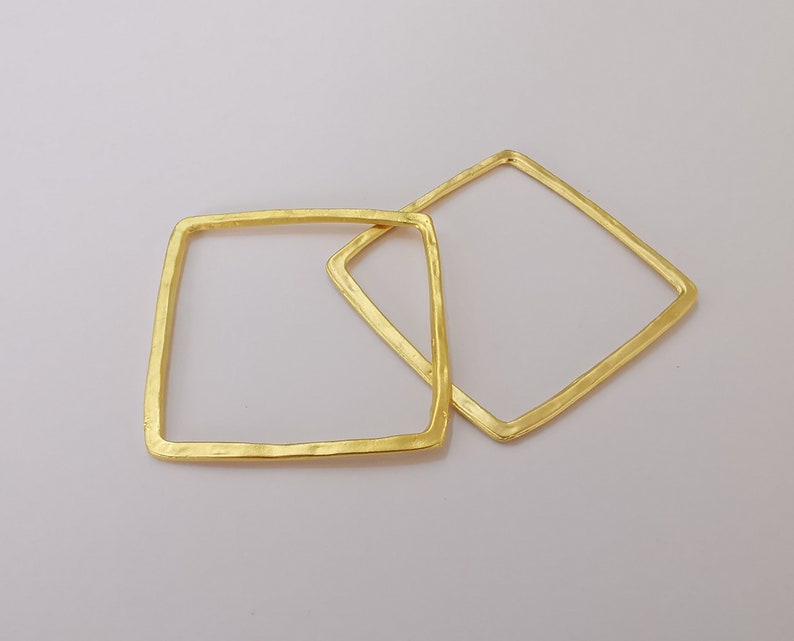 2 Square charm connector findings Gold plated geometric findings (43mm) G25577