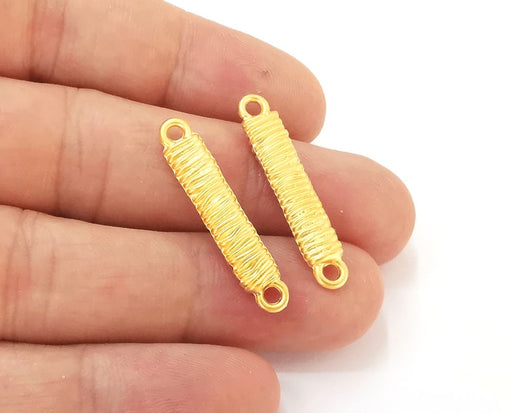 2 Coil spirals charms connector Gold Plated charms (32x6mm) G25578