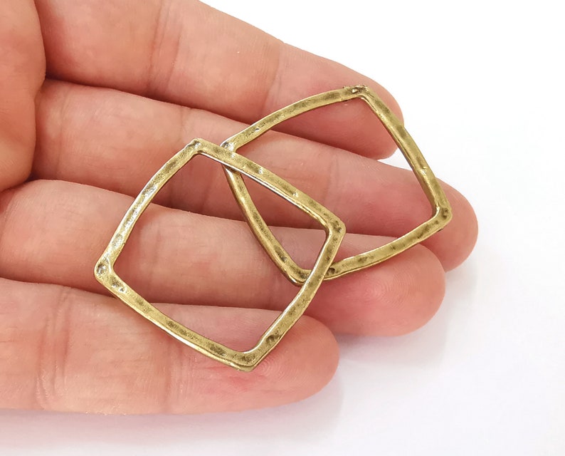 4 Square connector charms Antique bronze plated charms (33mm) G25587