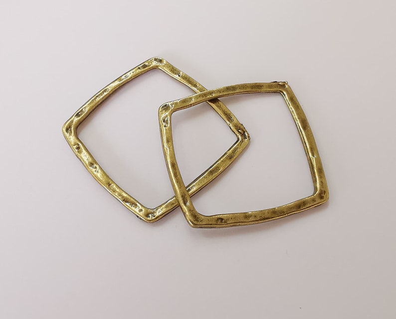 4 Square connector charms Antique bronze plated charms (33mm) G25587