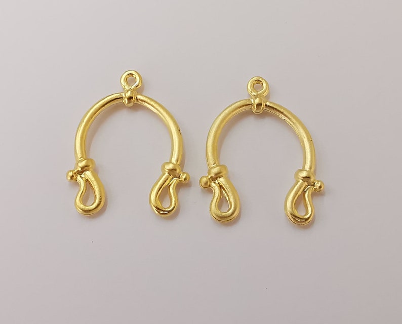 2 Gold charms connector Gold plated charms (28x21mm) G16663