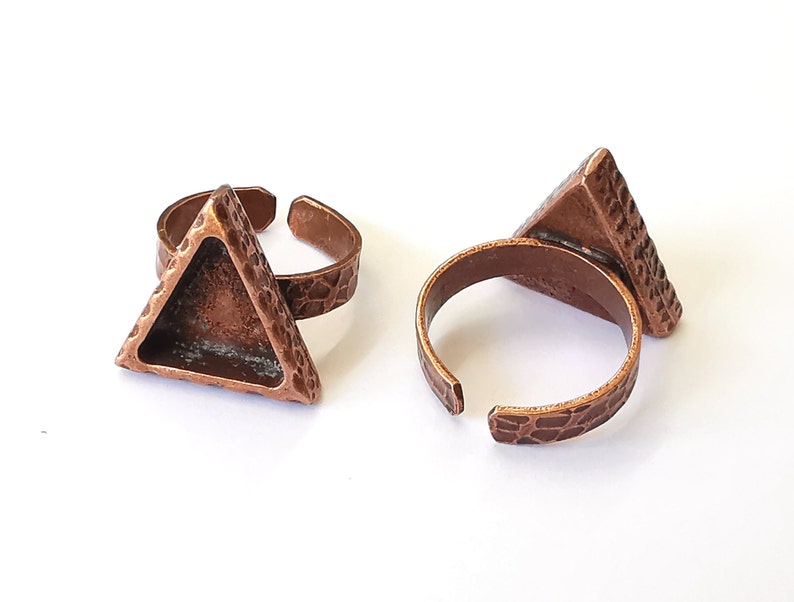 Copper ring blank setting cabochon Base inlay Ring backs mounting adjustable Ring base Bezel Antique Copper Plated (14x14mm blank) G25331