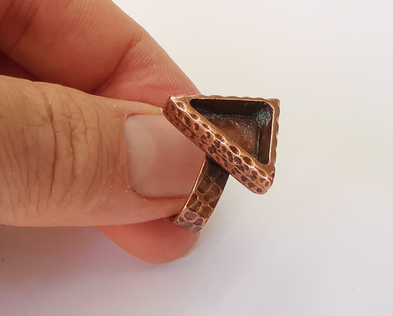 Copper ring blank setting cabochon Base inlay Ring backs mounting adjustable Ring base Bezel Antique Copper Plated (14x14mm blank) G25331