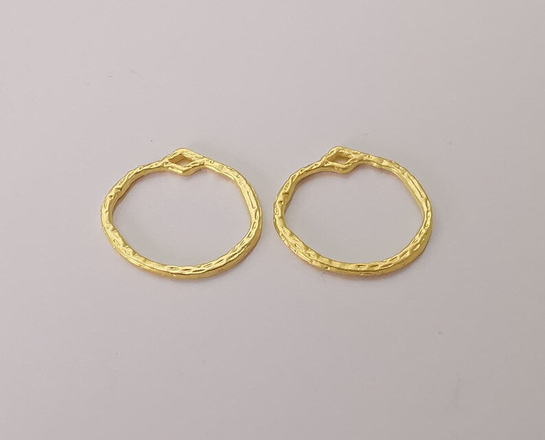 5 Hammered Circle Charms Gold Plated Charms (23x21mm) G24689