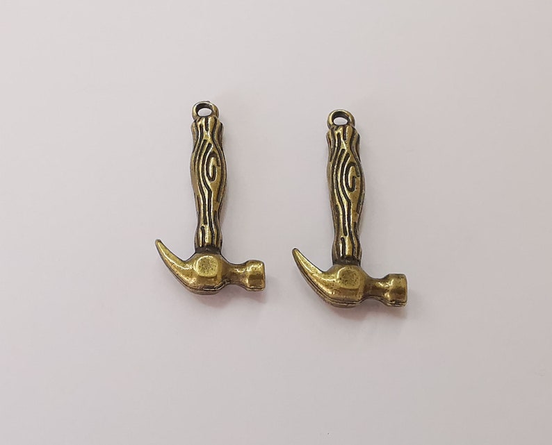 4 Hammer charms Antique bronze plated charms (30x15mm) G25603