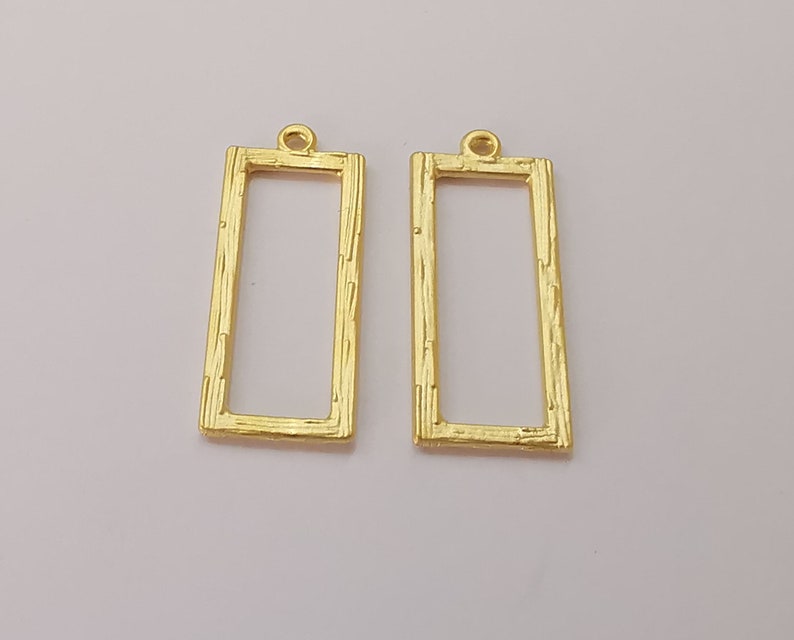 4 Rectangle charms Gold plated charms (33x14mm) G25606