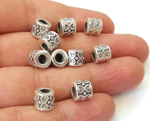 Cylinder Tube 8x30mm hole 7mm 2mm Top Hole Antique Silver Plated Brass  Pendant, Findings Spacer Bead OZ2519 