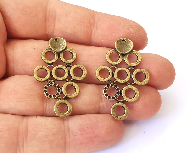 2 Circles charms Antique bronze plated charms (38x24mm) G25343